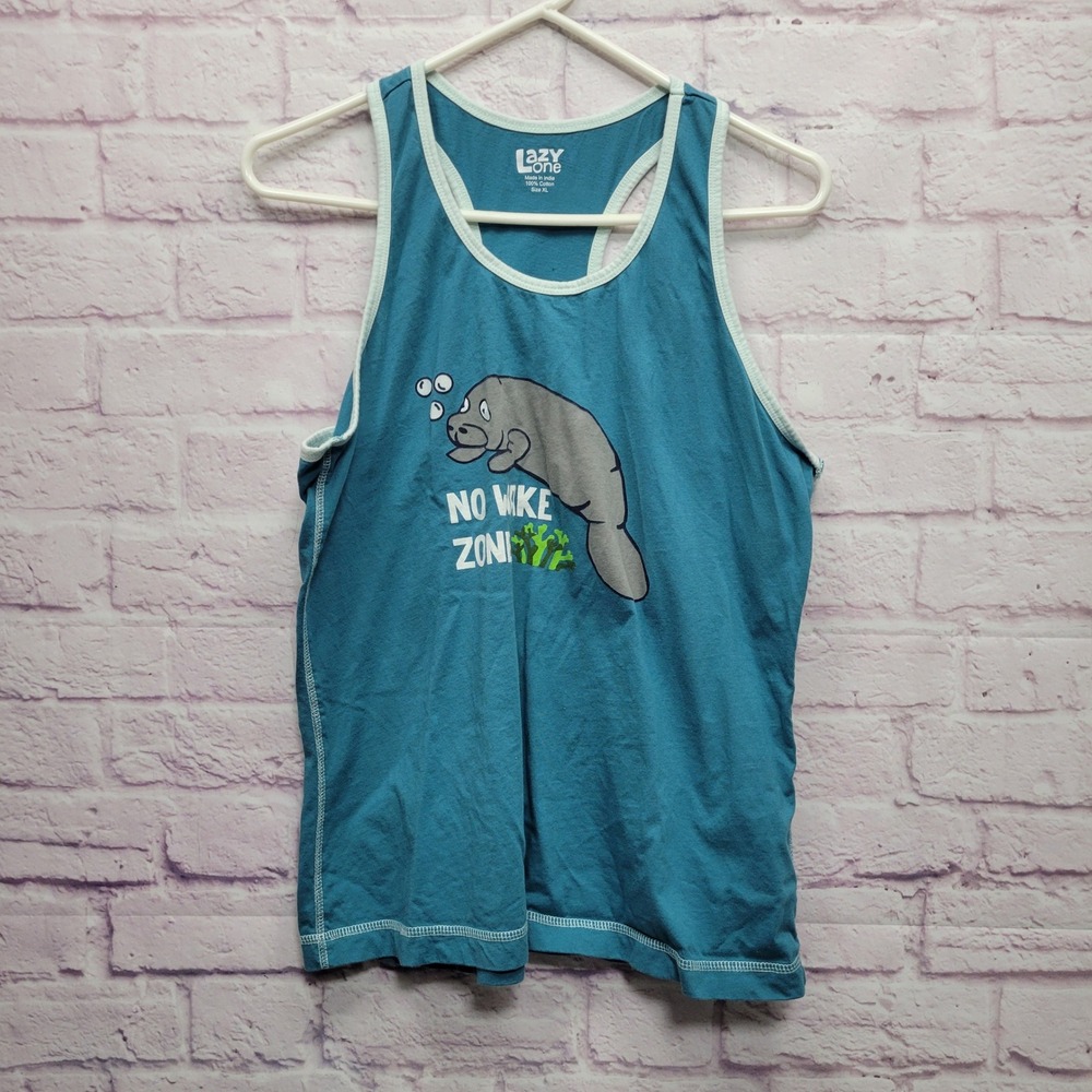 Lazy One Manatee‎ Racerback Tank Top XL No Wake Zone Coquette Sleepwear Lounge
